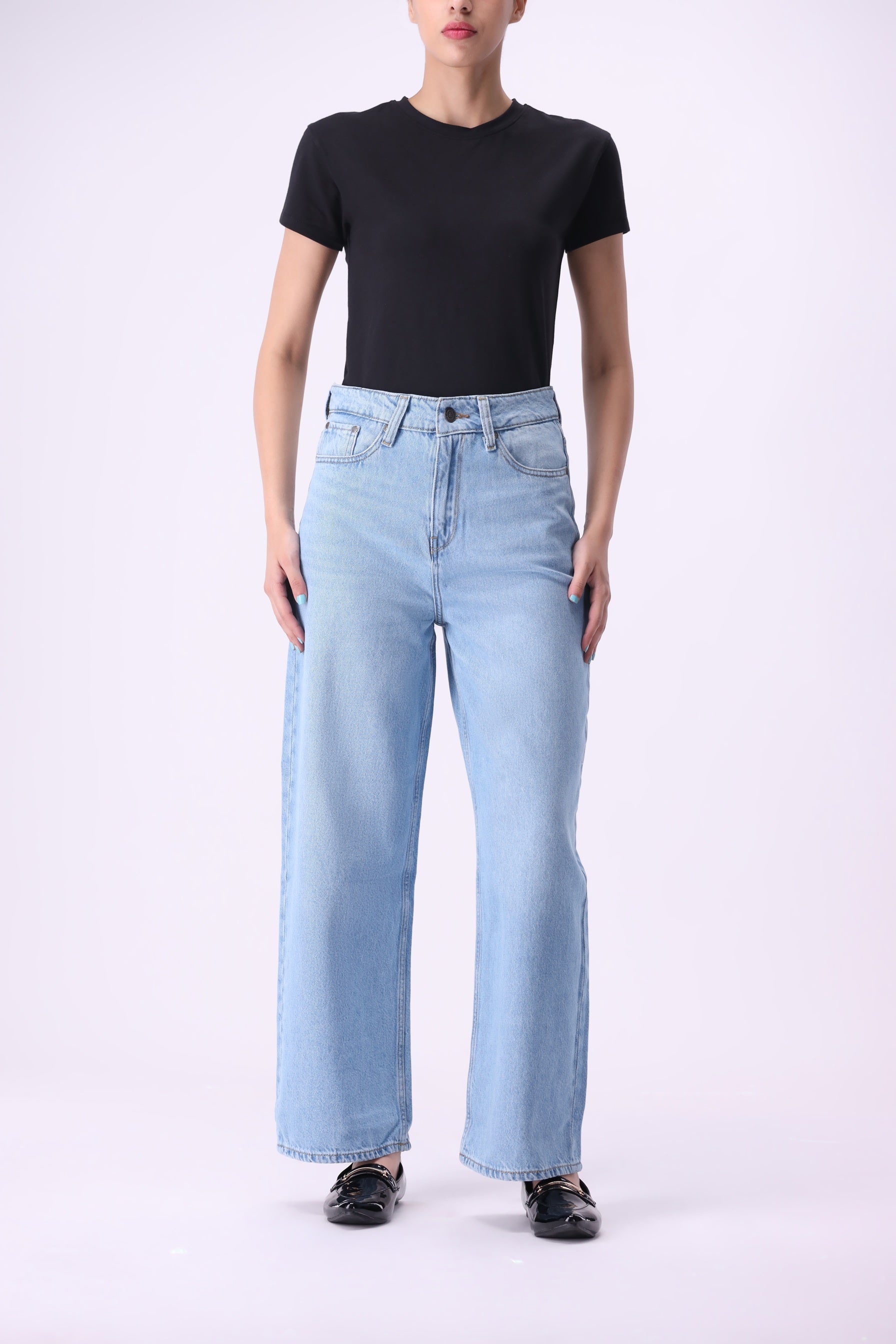 Women’s wide-leg jeans light wash denim – Noor by Bear & Birches