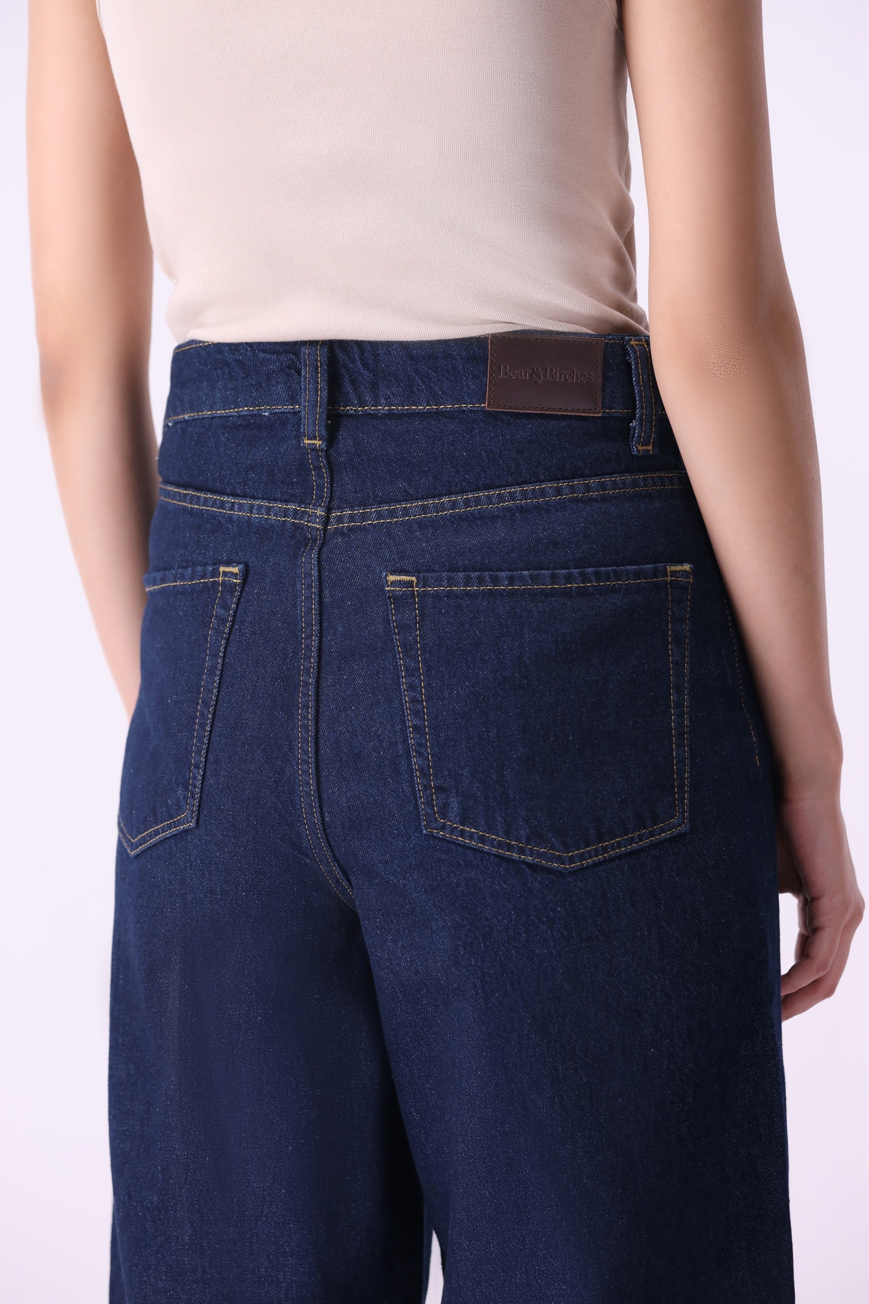 Noor women’s wide-leg jeans dark indigo – high-rise sustainable denim by Bear & Birches